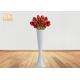 Tall Decorative Glossy White Fiberglass Planters Floor Vases Flower Pots