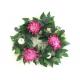 No Withering 60cm Pink White Flowers Fake Wreath With Green Leaves