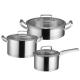 Factory Price Silver Kitchen Sauce Pot Soup Pot Fry Pan Cooking Pot Set Cookware Sets With Glass Lid