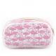 Pink PVC Closure / Custom Cosmetic Bags With Brush Holder / Glitter Zipper
