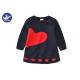 Hearts Jacquard Girls Knitted Dress A- Line Long Sleeves Round Neck With Butterfly Knot