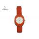 Fitron Oval Shaped Ladies Leather Belt Watches White Dial Red Band Eco Friendly