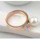 Fashion Jewelry Couples Stainless Steel Gold Plated Pearl Diamond Ring