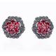 Thai Silver Jewelry 925 Silver Red Cubic Zirconia Marcasite Stud Earrings (E11064RED)