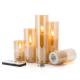 3D Real Flame Home Decoration Pillar Remote Control Golden Glass LED Candles