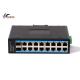 DC12V 1000mb/S 16 Ethernet Port Fiber Optic POE Switch