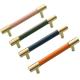 160mm Colorful Leather Knob Drawer Door Handle Hardware For Decoration