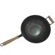 Heavy Duty 14 Inch Cast Iron Pan Chinese Wok Pan With Wooden Handle And Glass Lid