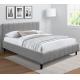 Twin Size BSCI White Upholstered Bed Frame With Vertical Stripes On Headboard