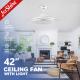 6-Speed Invisible Ceiling Fan with LED Lights and Remote Control 1stshine 3*PC Blades