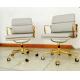 Commercial Furniture White And Gold Office Chair , Soft Pad Leather Executive Desk Chair