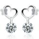 Fashion Silver Plated Heart Stud Earrings with Cubic Zircon (EESTUD04)