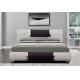 Upholstered Full Size Platform Bed, Faux Leather Bedframe with Headboard, Save Space