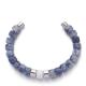 8mm Blue Veined Handmade Beaded Bangles Sterling Silver Plated