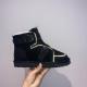 Suede PU Black Flat Winter Boots Lamb Wool Flat Heel Ankle Boots For Ladies