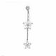 Double Flower Belly Button Piercing 316 stainless steel 14G zircon stones