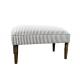 Striped Fabric Storage Foot Stool Pipping Design Fabric Ottoman Footstool Wood Legs