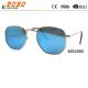 Unisex  fashion sunglasses with blue mirror lens ,made of metal frame