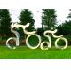 Life Size Sport Sculpture Stainless Steel Cycling Sculpture Modern Style