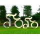 Life Size Sport Sculpture Stainless Steel Cycling Sculpture Modern Style