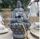 BLVE Bluestone Buddha Statue Water Fountain Marble Shakyamuni Buddha Sculpture on a lotus