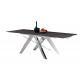 Stylish Rectangular Extendable Dining Table Glossy Stainless Leg Heat Resistant