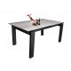 Tempered Glass Square Extension Dining Table 2 Meter HPL Topped Steel Frame