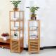 4 Tier Bamboo Bathroom Shelf , Wooden Bath Rack For Exhibition Room / Flower Shop