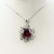 Sterling Silver Garnet Cubic  Zirconia Pendant  with 925 Silver Chain Necklace (PSJ01900)