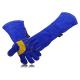 Blue Welding Work Gloves Wrist Stitching Reinforce For Hand Protection