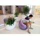 Indoor Shopping Mall Fiberglass Resin Statues Decorative White Color Flower Pots