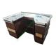 U Shape Supermarket Cash Counter With Stop Bar / Metal Coffee Cashier Desk For Shop