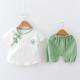 100cm New Baby Two Piece Suit Set Chinese Style White Short Sleeve Shirt