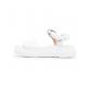 Slip On Calfskin Leather Open Toe Flat Sandals With Raised Footbeds