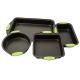 Bakeware Set Premium Nonstick Baking Pans Set of 5 ligh Blue Silicone Handles include Pie cake Pan Square Cake Bread Pan