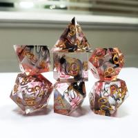 Red & black Foil mixed smoke crystals Resin Boarding Dice Set  dnd dice