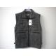 mens vest in 100% polyester, washed fabric, black, fishing vest, S-3XL