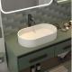 Pop Up Drain Concrete Wash Basin Oval Shape Bathroom Sink