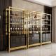 Kitchen Golden Stainless Steel Wine Cabinet Display Shelving Customized