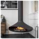 900mm Black Color Hotel Wood Charcoal Suspended Fireplace For Warming
