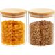 Kitchen Jar Lids Glass Container Bamboo Lid With Straw Silicon Leafproof
