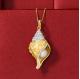 6mm Cultured Pearl White Topaz Seashell Pendant Necklace in 18kt Gold Over Sterling
