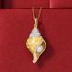 6mm Cultured Pearl White Topaz Seashell Pendant Necklace in 18kt Gold Over Sterling