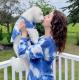 Blue And White Tie Dye pet and owner outfits breathable zoopollo