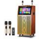 Wooden trolley karaoke speaker with screen wifi and android speaker with touch screen