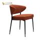 H76cm French Style Chair Metal Frame Fabric Upholstered Dining Chairs With Arms