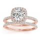 Prong Square Diamond Rose Gold Ring , 0.35CT Hidden Halo Engagement Ring ODM