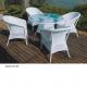 5pcs outdoor furniture manufacturer garden wicker rattan plastic white round dining table dining chairs---8016