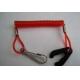 Custom accessory red spiral coil tether with loop end metal signle hook plastic attachment