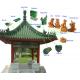 Pinus Sylvestris Chinese Wooden Gazebo Pavilion Handmade With Glazed Roof Tile